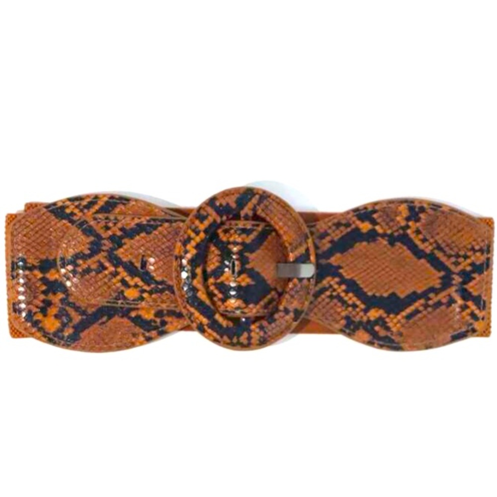 Waistband belt brown and Black Elastic Snakeskin